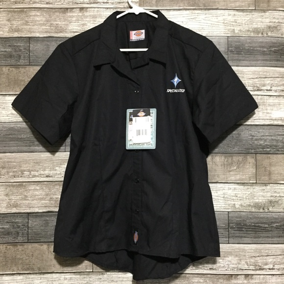 Dickies Specialized Cycling Work Shirt Women’s M Black Button Up Short Sleeve - Picture 3 of 11